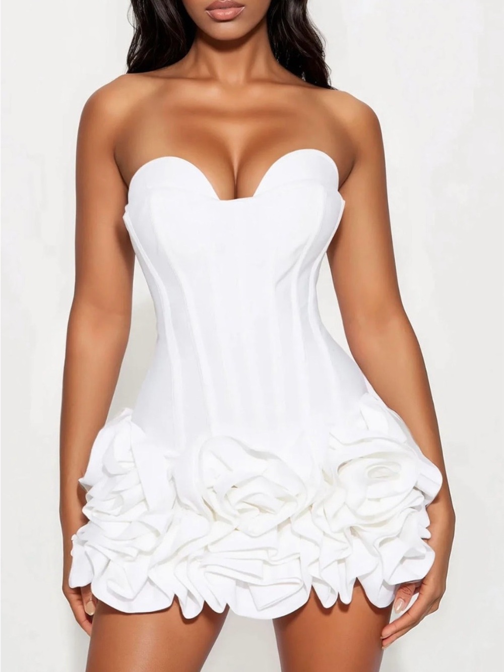 Fashion Nova Blessed Beauty Ruffle Rosette Bandage Mini Dress - Picture 5 of 8